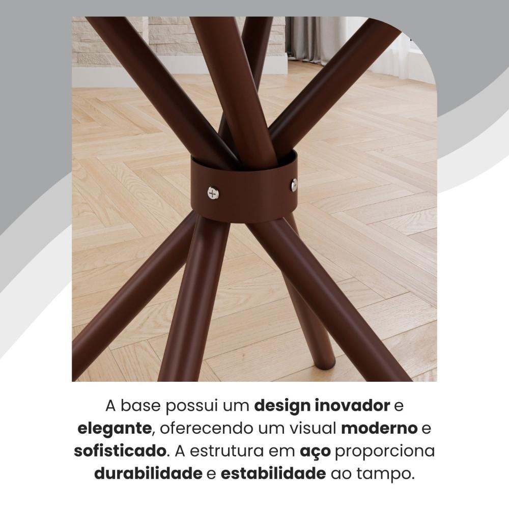 Conjunto Sala de Jantar Mesa Quadrada 70x70cm Tampo Madeira Mdp 4 Cadeiras Rio C. Marrom / Marrom