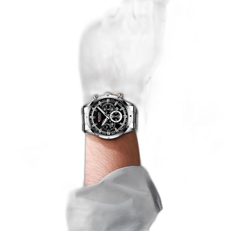 Miniatura Relógio Masculino Curren Pulseira De Aço Cronômetro Luxo