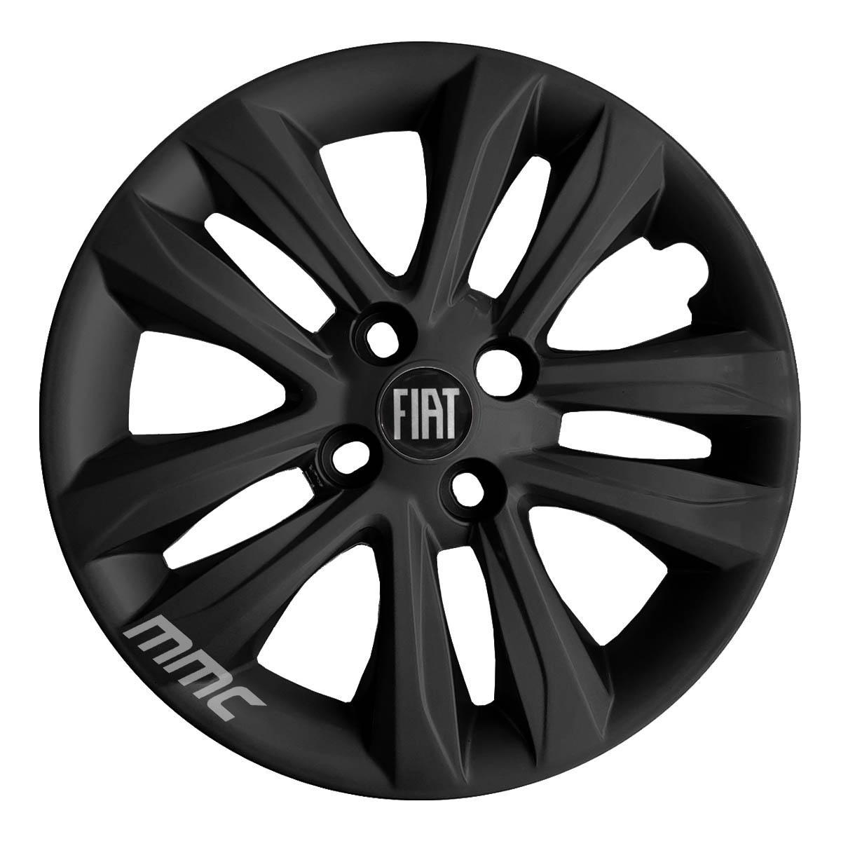 Miniatura 4Un Calota Mobi Argo Uno Way Aro 14 Preto Com Logo 191Cb
