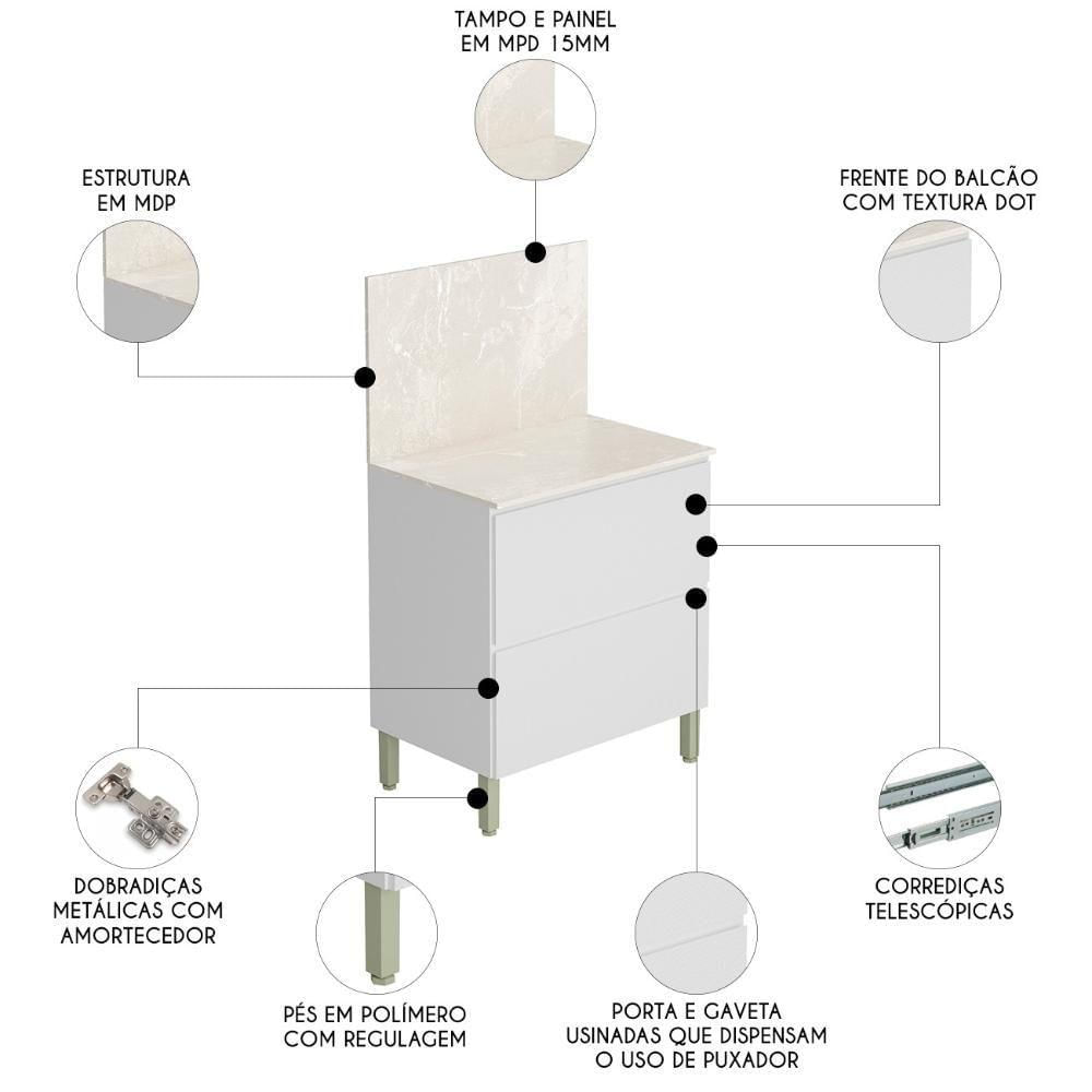 Miniatura Balcão De Cozinha Com Tampo 80cm 1 Porta Minsk K02 Branco - Mpozenato