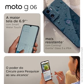 Smartphone Motorola Moto g06 4G Tela 6,9” 128GB Câmera 50MP Azul Marinho