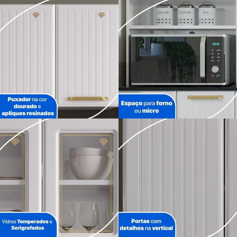 Cozinha Completa De Aço 4 Peças Armário Para Forno-micro E Balcão Multimóveis Cr20371 Branco