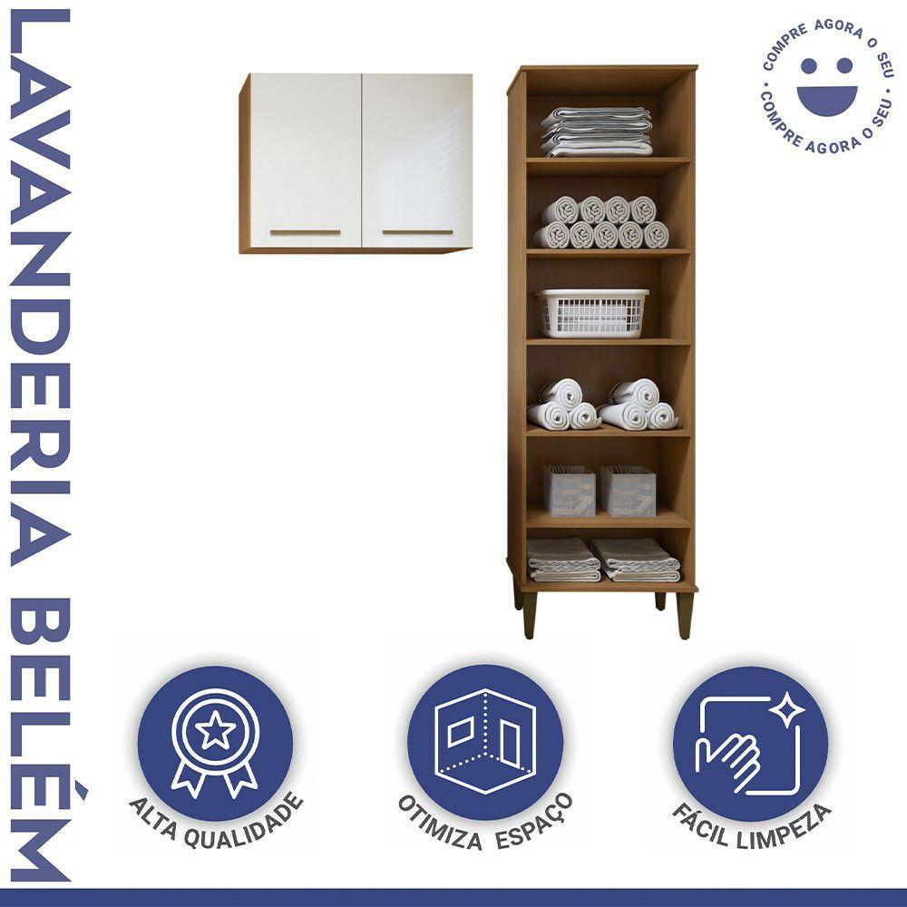 Lavanderia Belém 1 Armário Multiuso E 1 Aéreo Kaiki Móveis Nature Com Off White