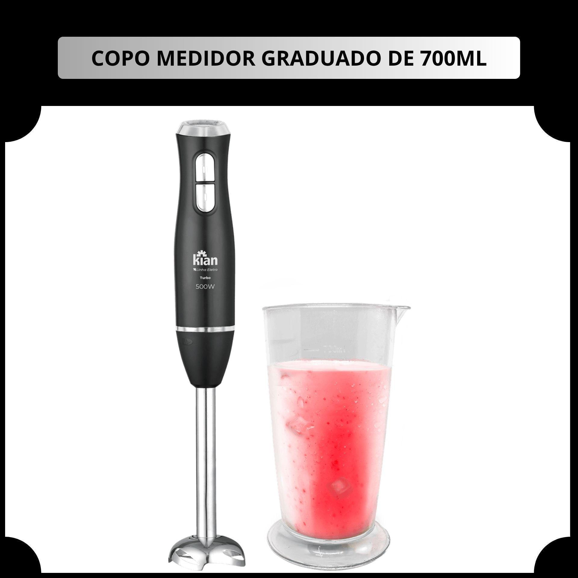 Mixer 2X1 Turbo 110V 127V 500W Preto Processador Alimentos