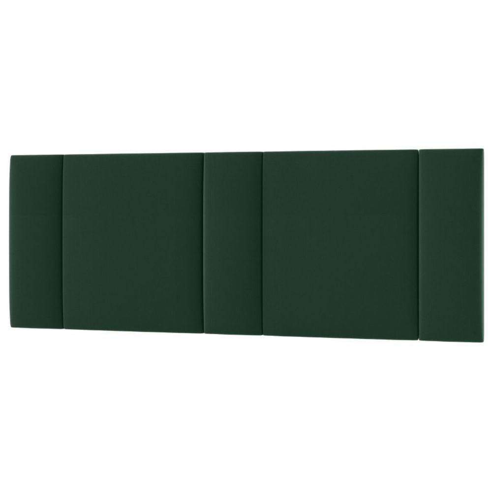 Miniatura Cabeceira Estofada Cama Casal Queen Size Led Moderna 160 Cm Veludo Verde