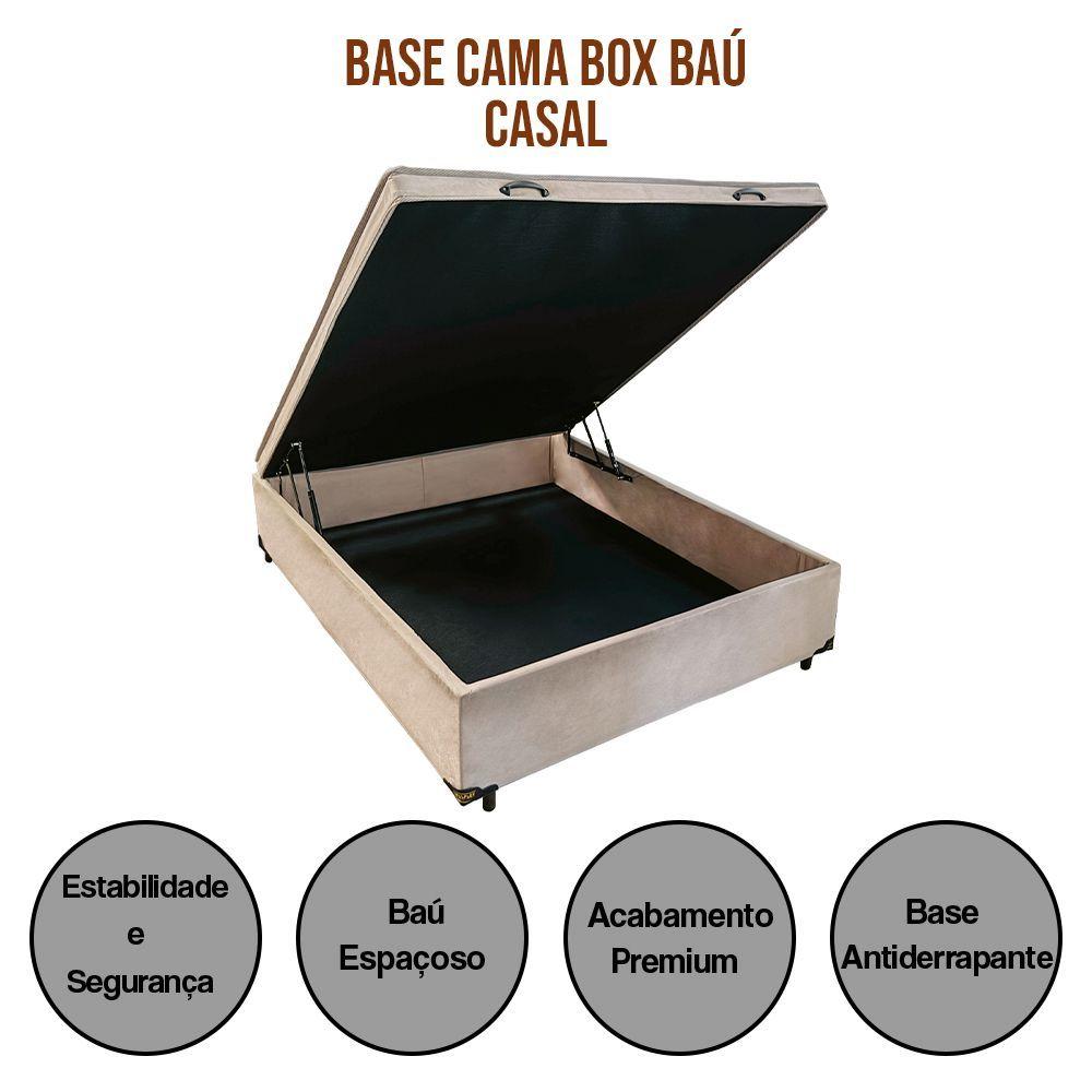 Miniatura Base Cama Box Bau Articulado Casal 1,88x1,38x0,40 Suede E Bege