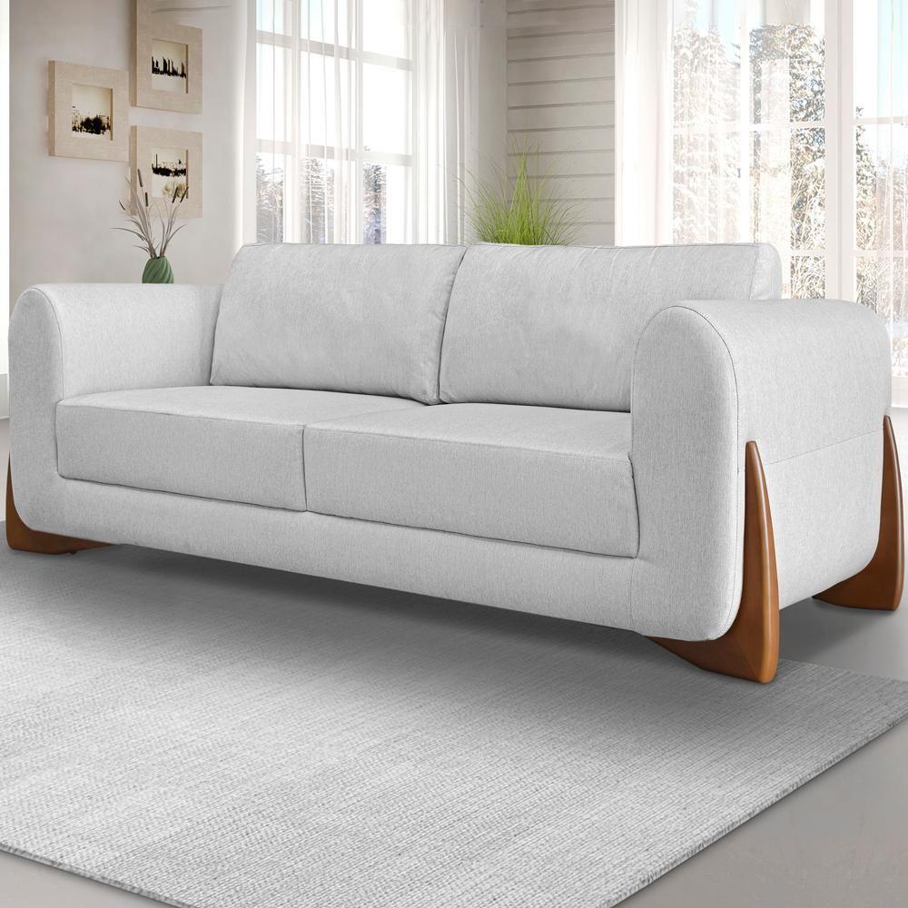 Sofa Jolie 2 Lugares 160cm Pes Boomerang Linho 211 Grigio Ezz Grigio