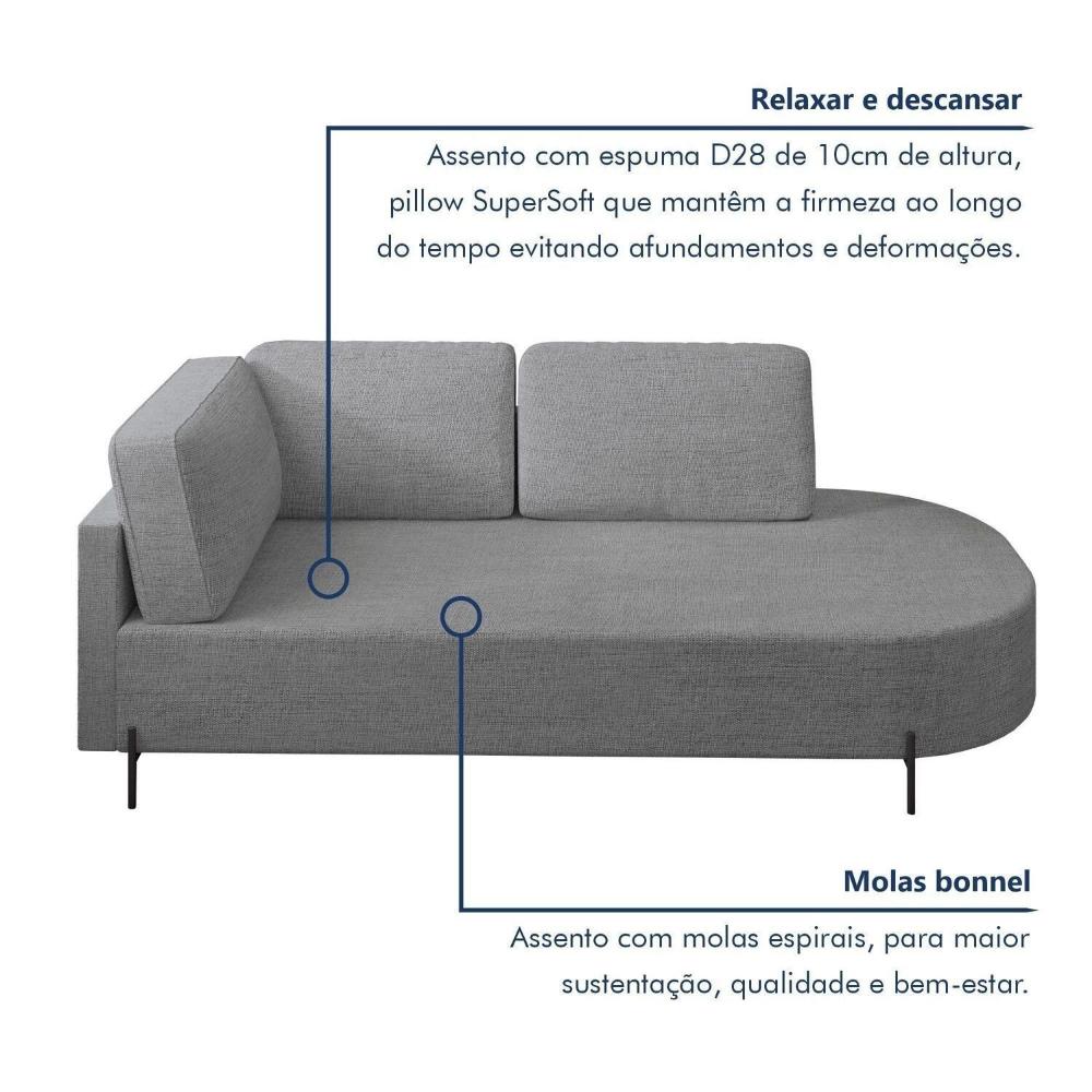 Sofá Living Orgânico 2 Lugares 165cm Norten Cinza