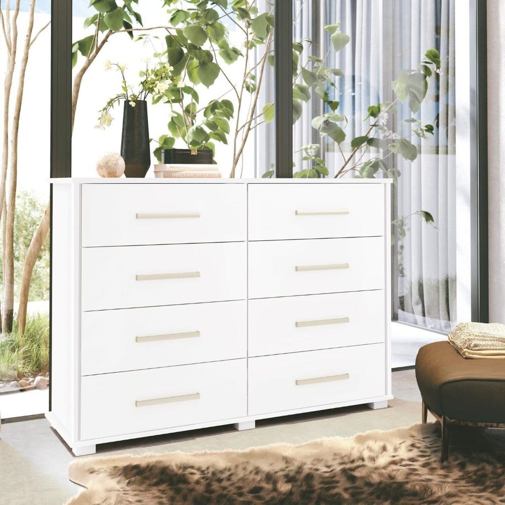 Miniatura Cômoda para Quarto 8 Gavetas 127,5cm Lis Branco
