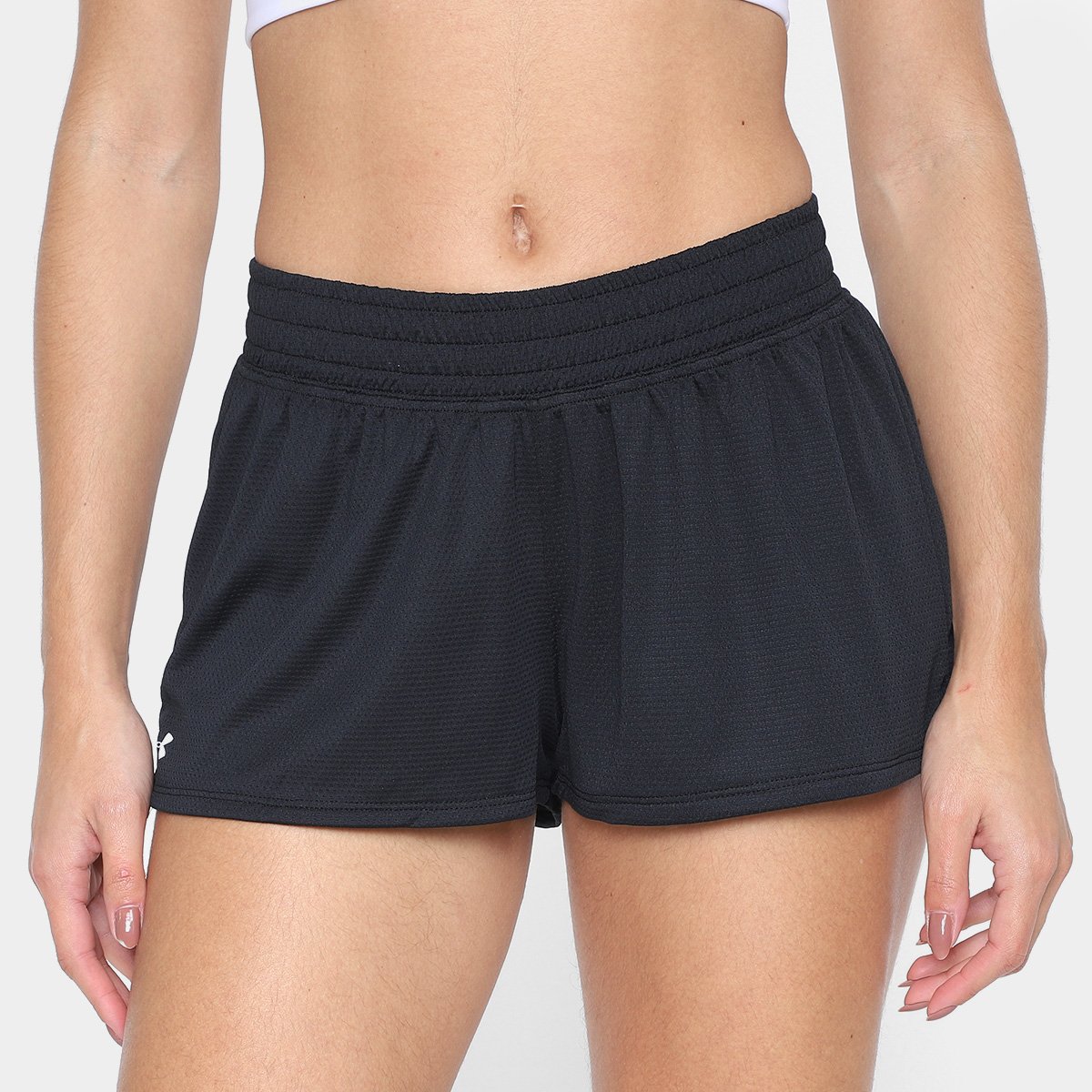 Miniatura Short Under Armour Mesh Feminino Preto+Branco - G