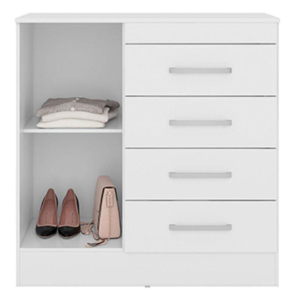 Miniatura Cômoda Montevidéu E Guarda Roupa Casal Flash 2 Branco Flex - Demóbile