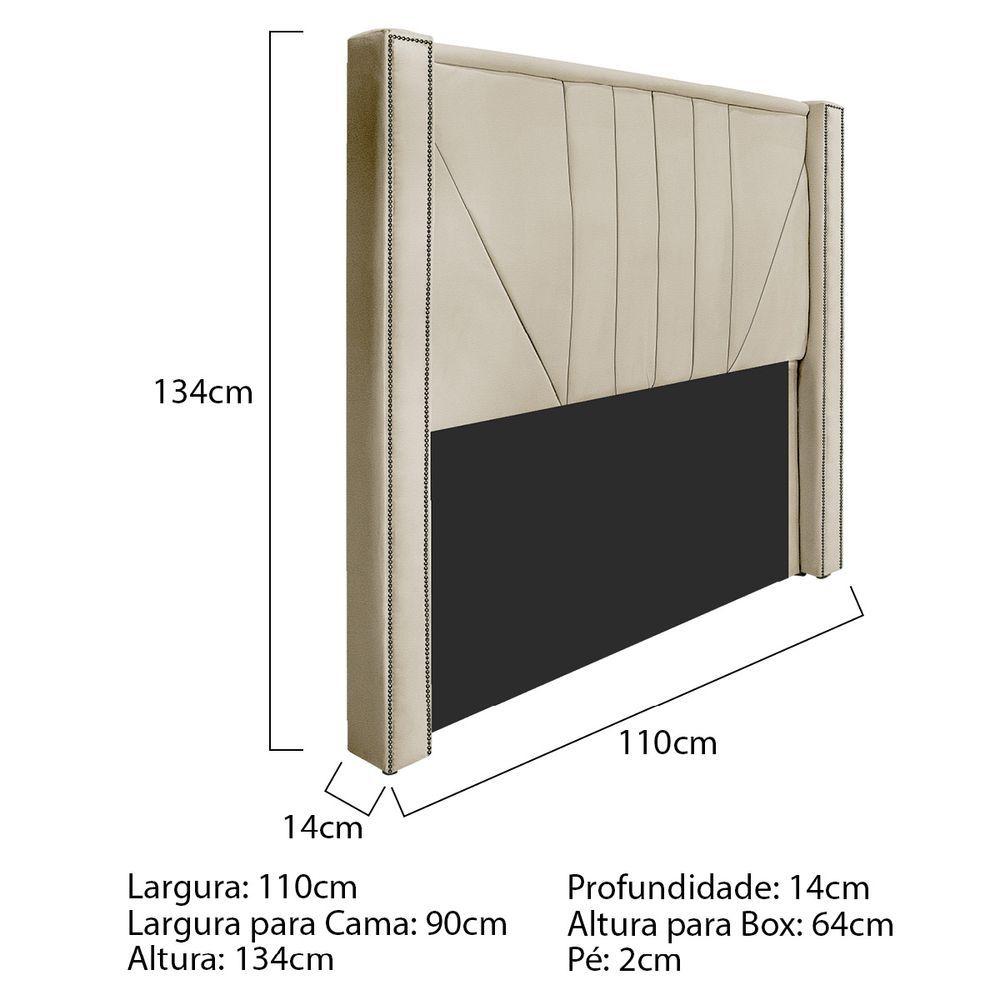 Miniatura Cabeceira E Baú Solteiro 90Cm p/Cama Box - Adj Decor Bege