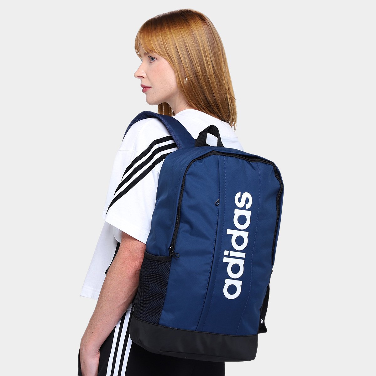 Miniatura Mochila Adidas Linear Backpack 18.5L Azul+Branco