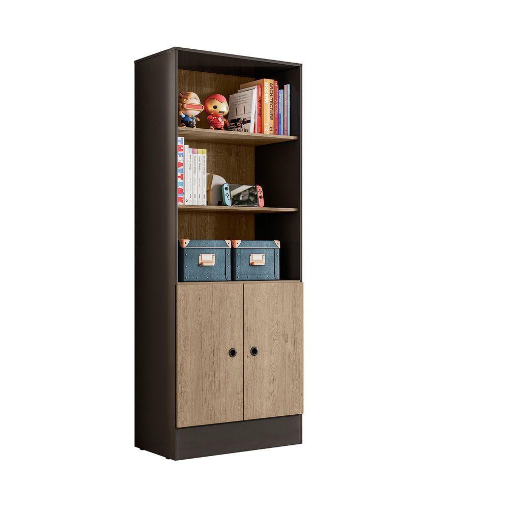 Miniatura Armário Qmovi Gamer 2 Prateleiras Preto Fosco/carvalho