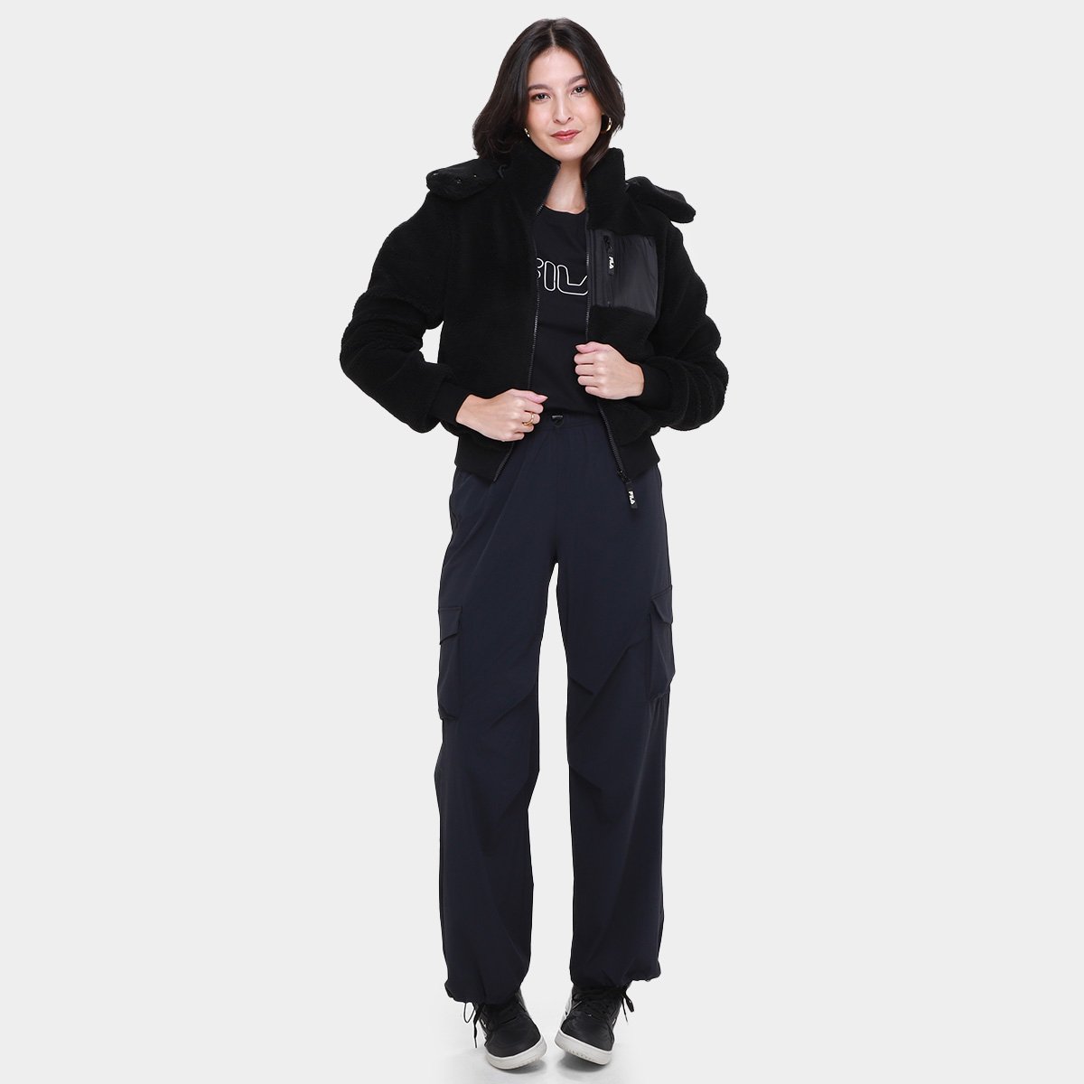 Miniatura Jaqueta Fila Sherpa Feminina Preto - GG