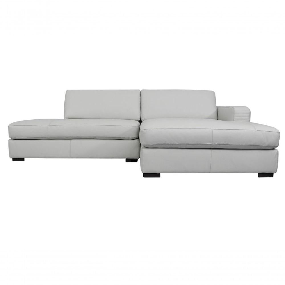 Miniatura Sofá De Couro Com Chaise N.y. 3 Lugares Off White 2,74 M - Mempra
