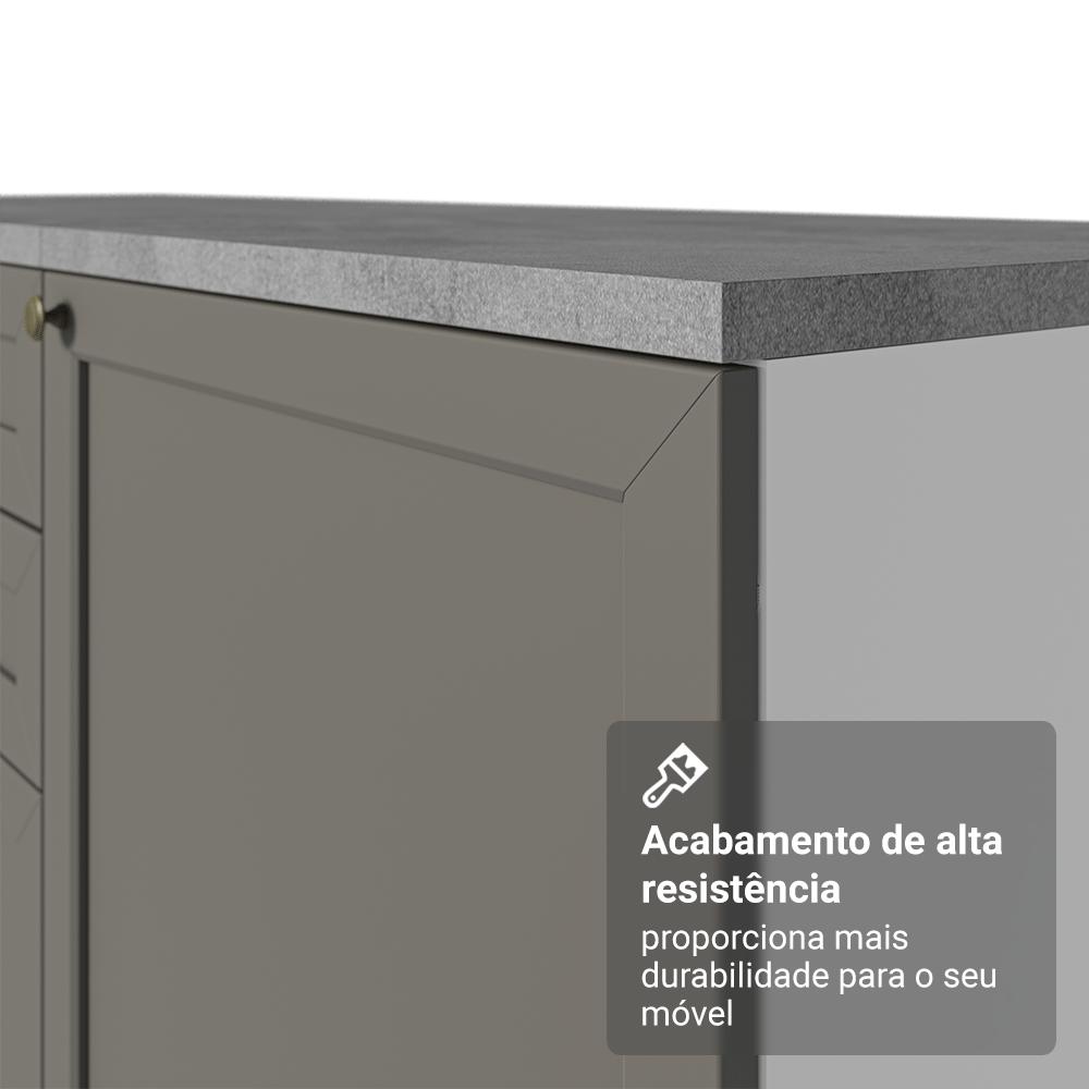 Kit com 2 Balcões de Cozinha 3 Gavetas 4 Portas (Sem Tampo e Pia) Branco/Cinza Vik Madesa 01 Branco/Cinza