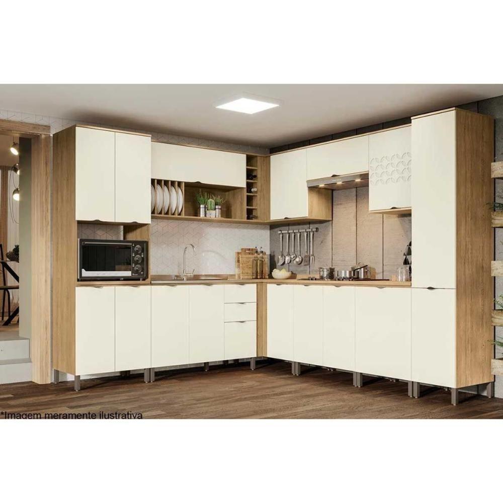 Miniatura Gabinete De Cozinha Modulado Balcão Lótus J726 Canto Reto 1 Porta C-tampo 98cm Freijo-off White-preto Brilho - Kappesberg