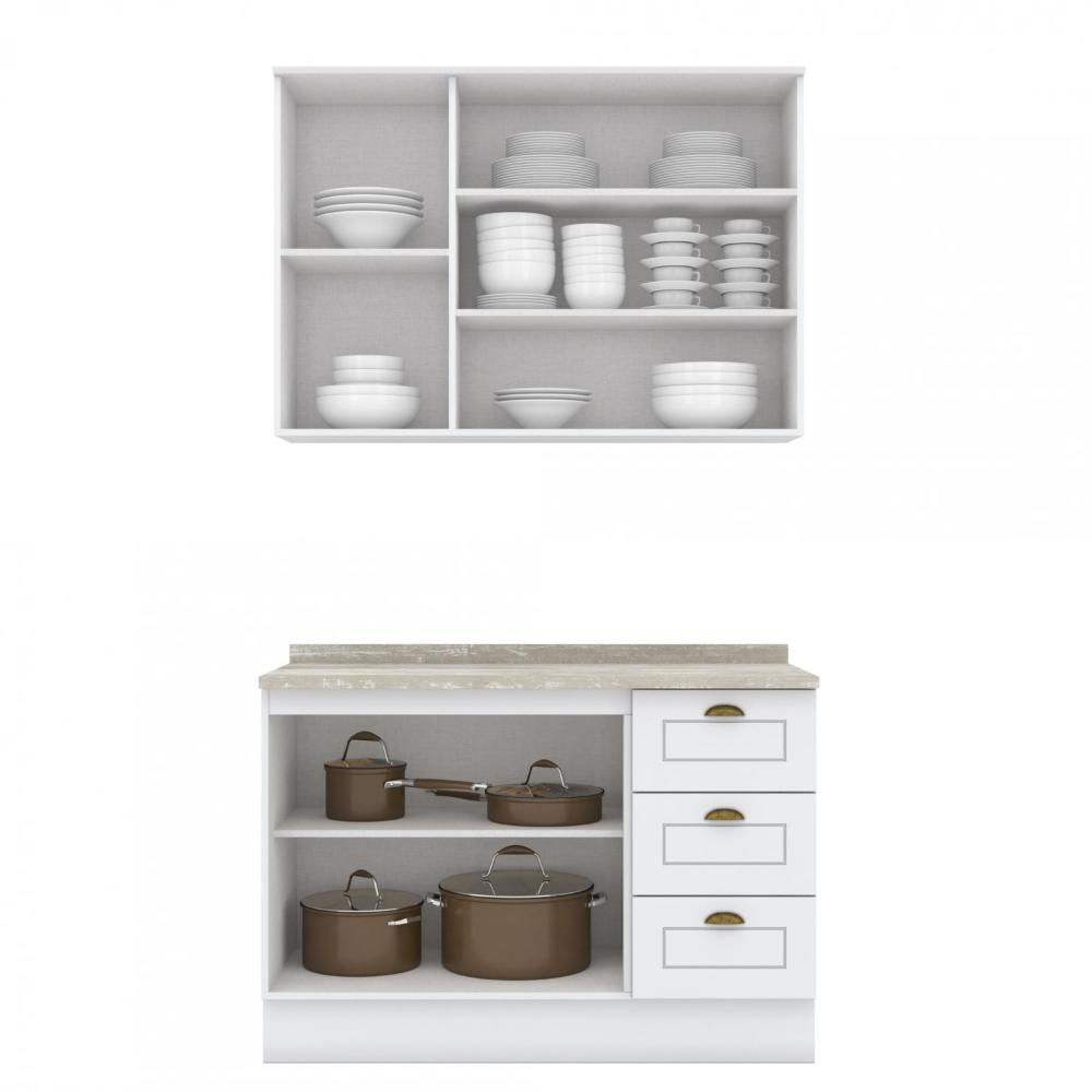 Miniatura Cozinha Compacta 2 Peças Emily Expresso Móveis Branco HP