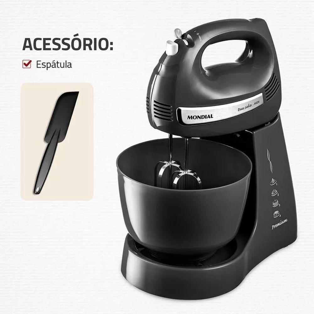 Miniatura Batedeira Planetária Premium B-04 NP 4L e 2,3L 400W 4 Velocidades Preto 220V