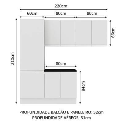 Miniatura Kit Área De Serviço Madesa Acordes Glamy 100% MDF com Armário, Balcão e Torre Branco Cor:Branco
