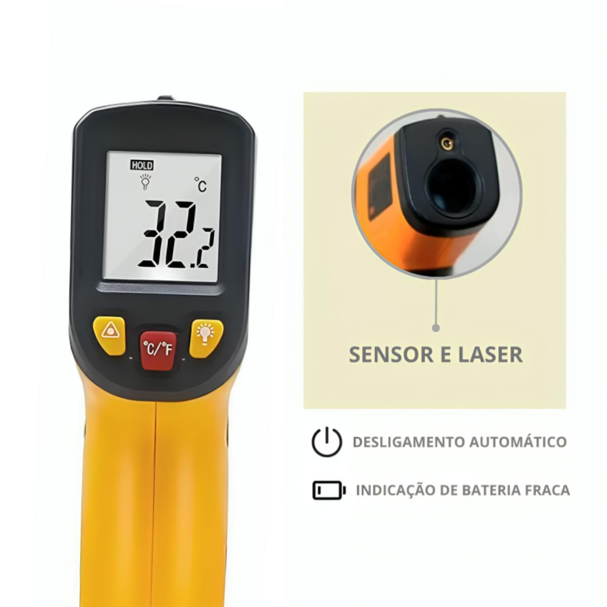Miniatura Termômetro Culinário Infravermelho Laser Faixa Temperatura