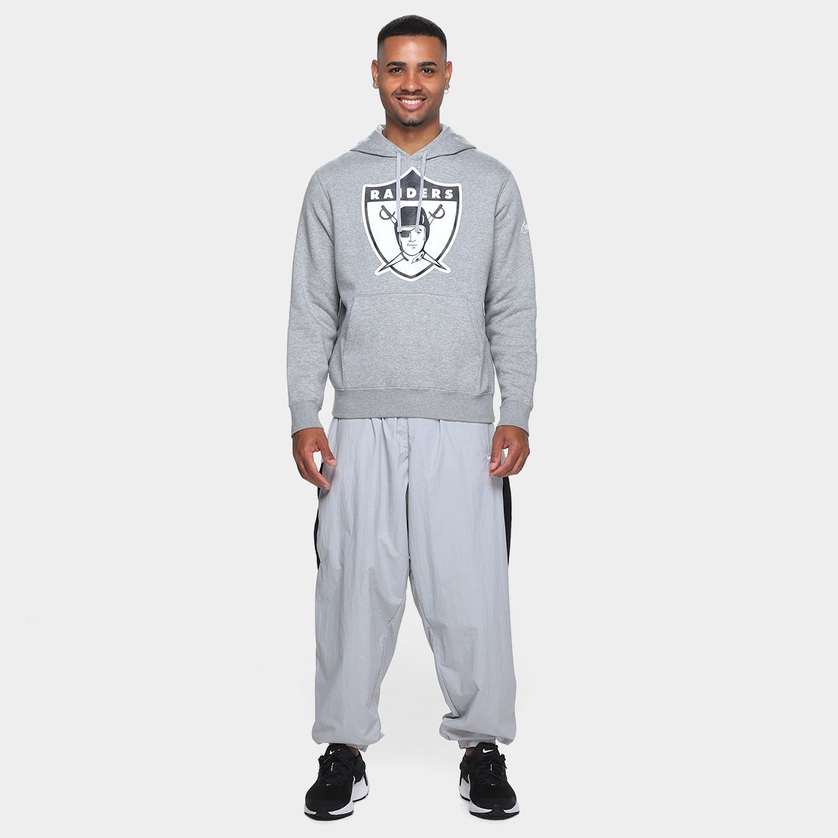 Miniatura Moletom NFL Las Vegas Raiders Nike C/ Capuz Masculino Cinza - EGG