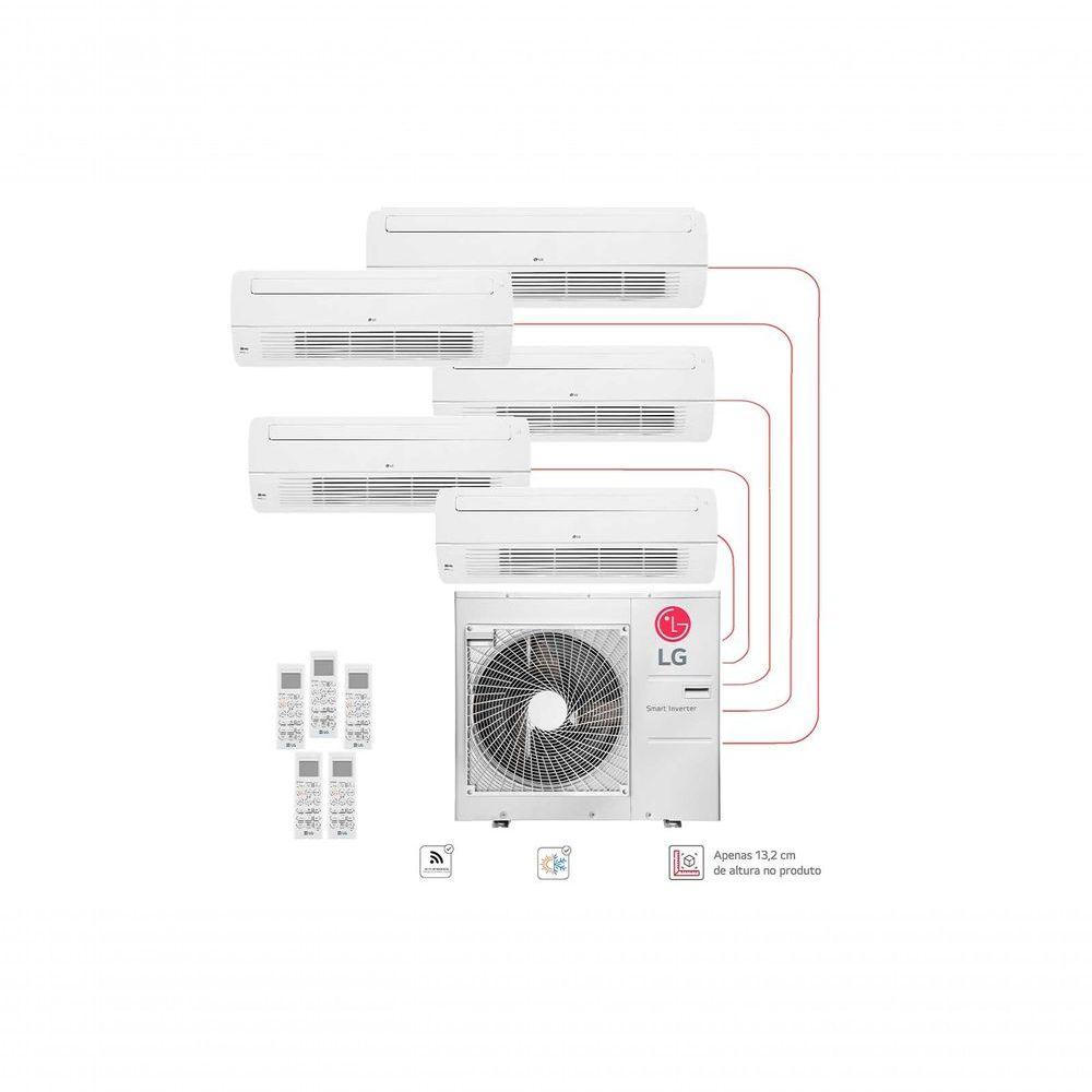 Miniatura Ar Condicionado Multi Split Inverter 5 Ambientes (1via 3x 9.000btus, 1x 12.000btus, 1x 24.000btus) Quente/Frio Wifi Integrado 220V
