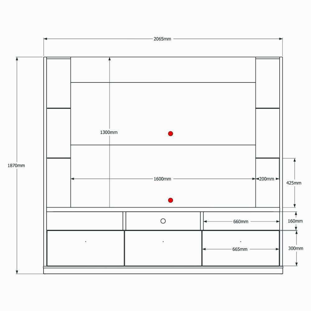 Miniatura Painel Home Bilbao 2024 P- Tvs Até 70 3 Portas E Prateleiras P- Itens - Jequitiba-cinza Perolizado
