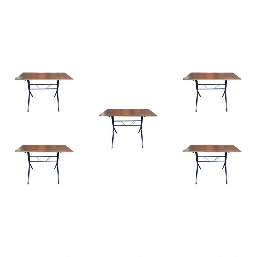 Miniatura Kit 5 Mesas Moema 120x70 Imbuia Base Preta
