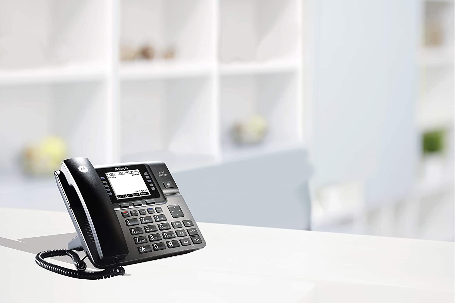 Miniatura Motorola Telefone sem Fio, c/ expansão de 4 linhas e secretária eletrônica, 3 unidades, preto.