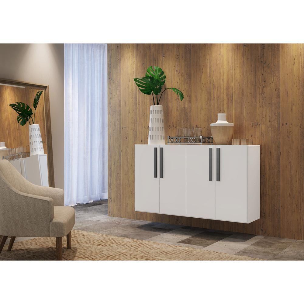 Aparador Buffet 4 Portas Suspenso Viena Branco/preto