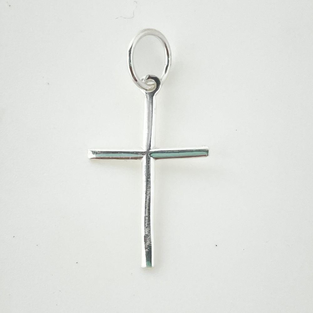 Miniatura Pingente Crucifixo Palito Liso Prata 925
