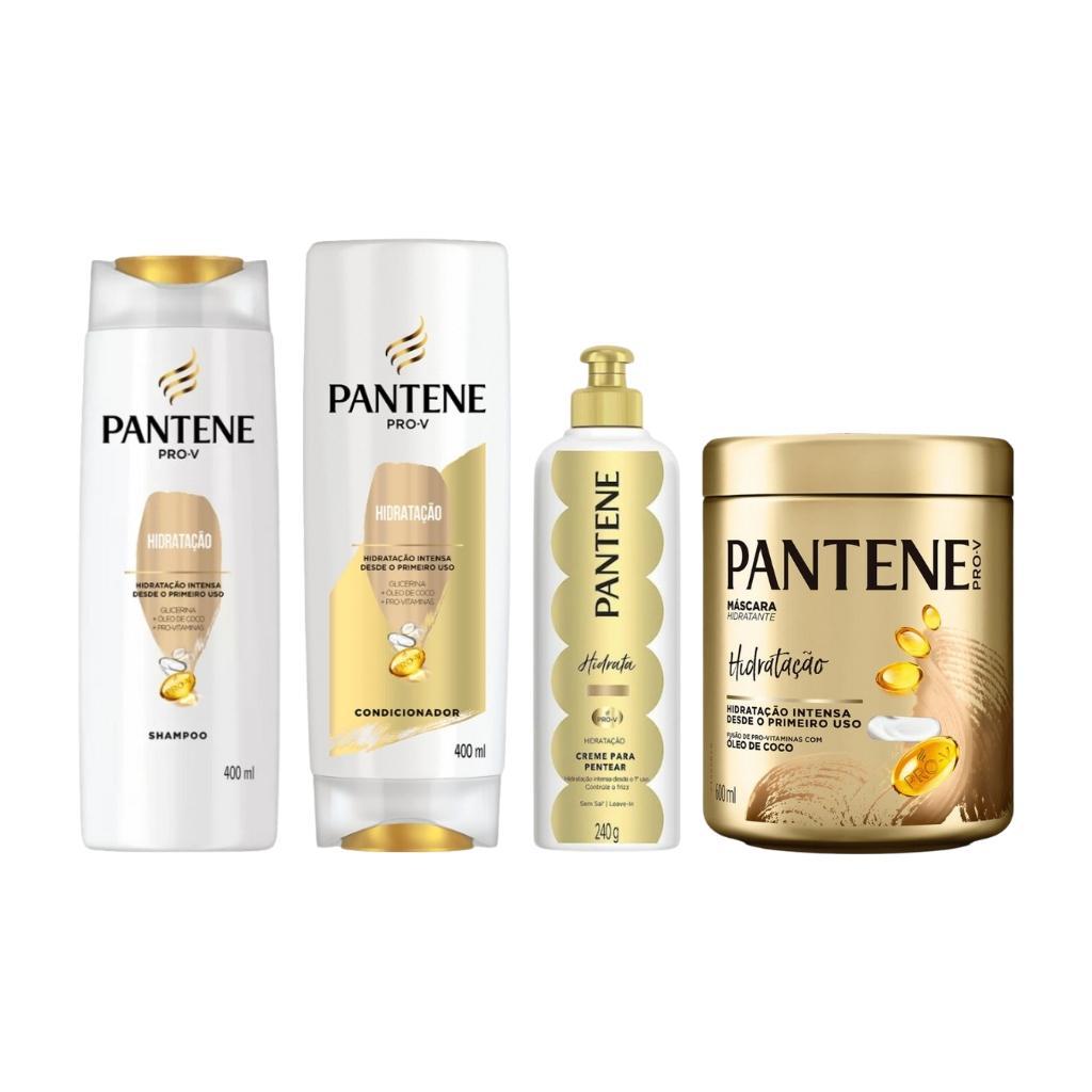 Miniatura Shampoo Pantene Hidratação 400Ml+Cond+Creme Trata+Creme Pent