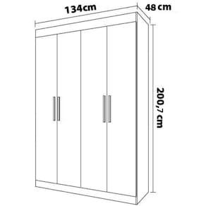 Miniatura Guarda-Roupa Casal Bartira Ville 4 Portas de Bater 2 Gavetas Internas MDP - 134cm de Largura Avelã/Capuccino