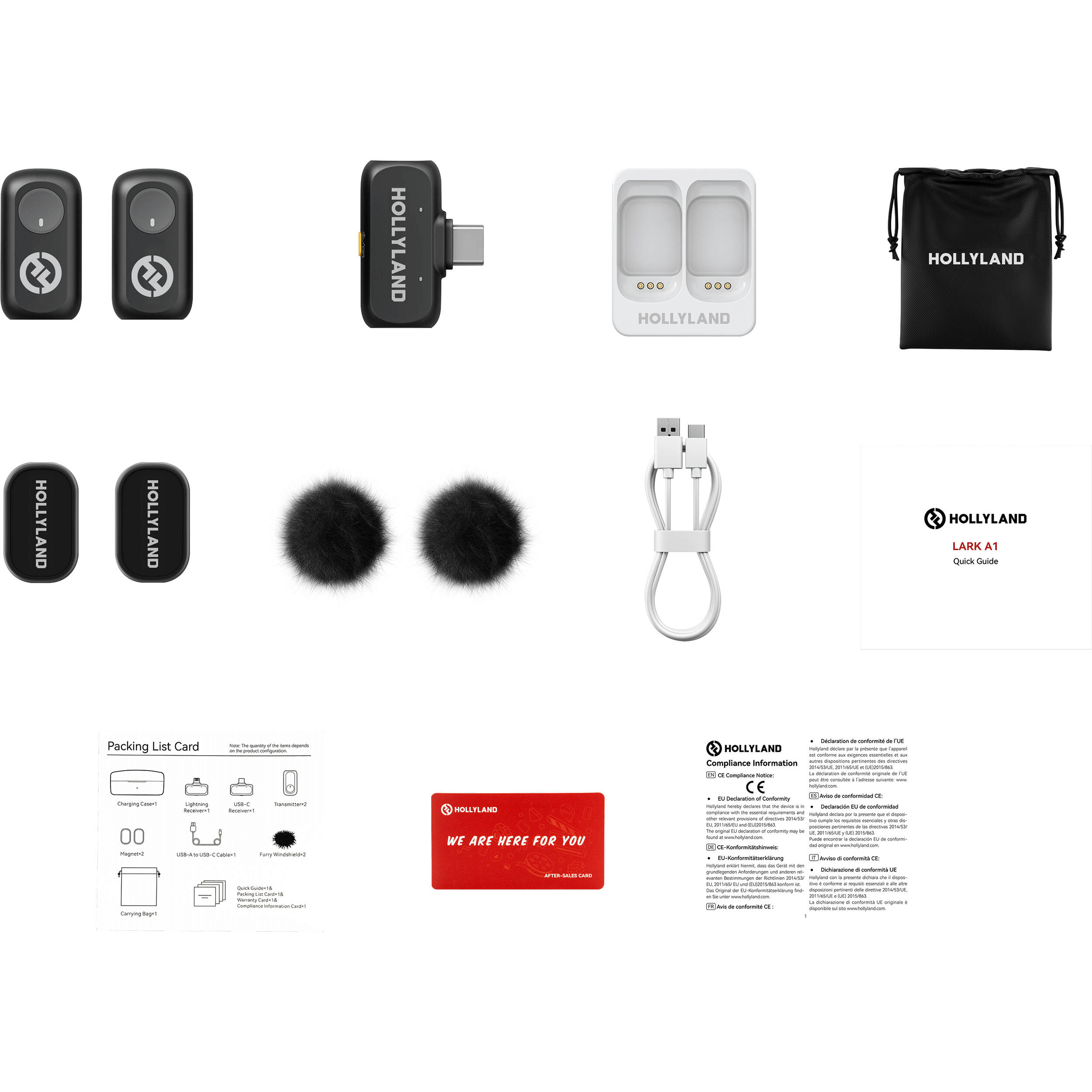 Sistema Microfone Duplo Hollyland LARK A1 Mini Duo Wireless 2 Pessoas Smartphones USB-C