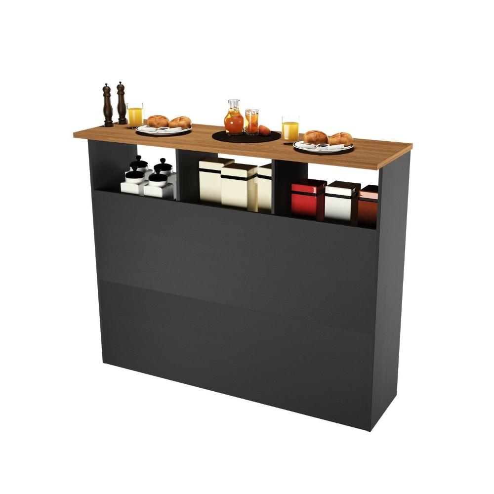 Miniatura Mesa Bancada Balcão Ilha para Cozinha com 3 Portas e Nichos Divisor de Ambiente Veneza Chumbo