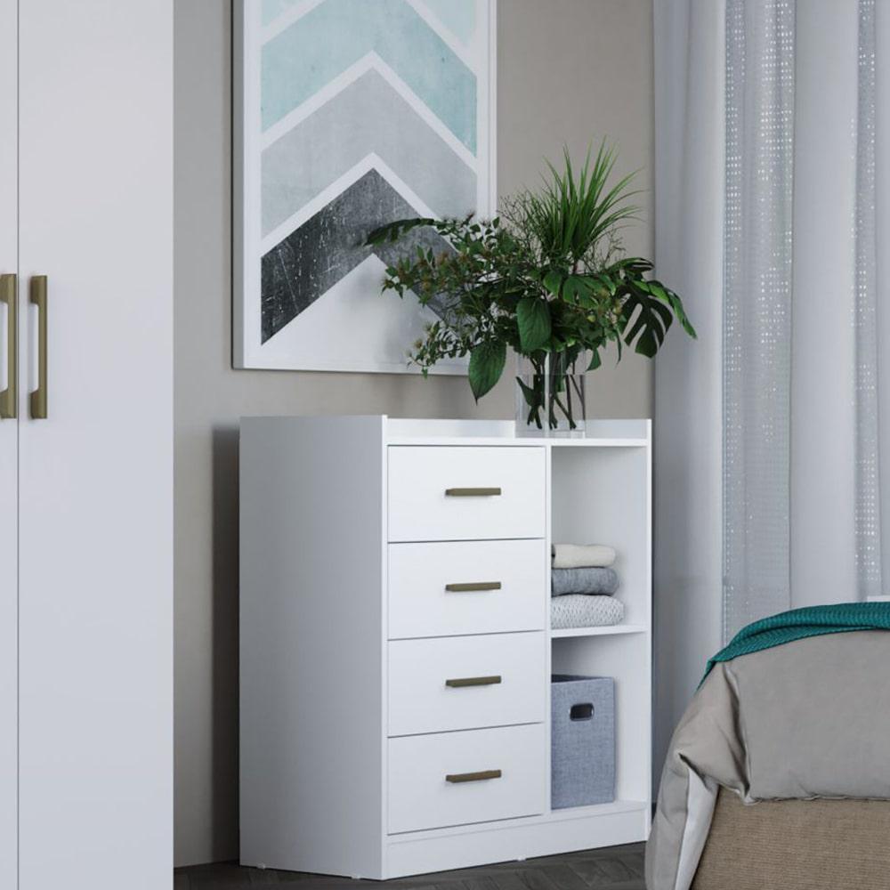 Miniatura Cômoda Édez Libra, 4 Gavetas, Branco