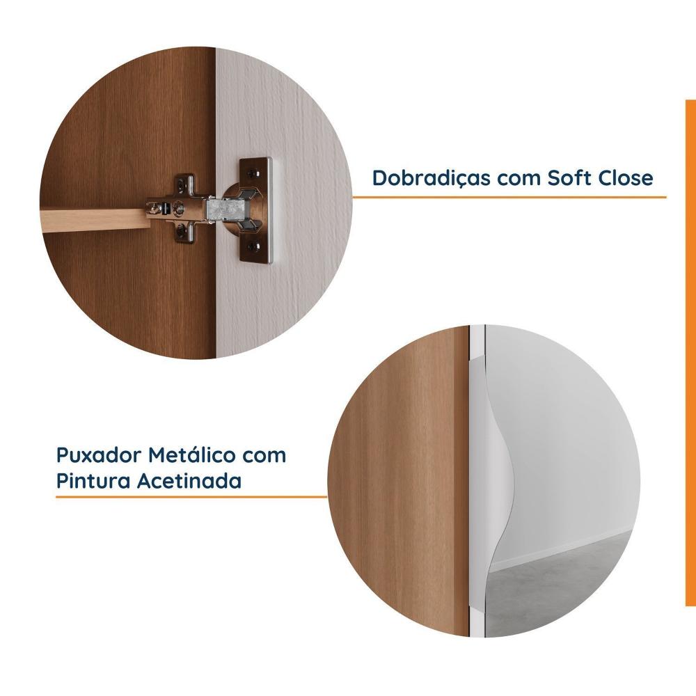 Miniatura Guarda Roupa Hera 1 Porta com Espelho 6 Prateleiras CabeCasa MadeiraMadeira Branco Geada/Louro