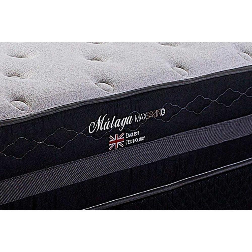 Miniatura Cama Box King: Colchão Molas Herval Maxspring Málaga + Base Crc Suede Black(193X203)