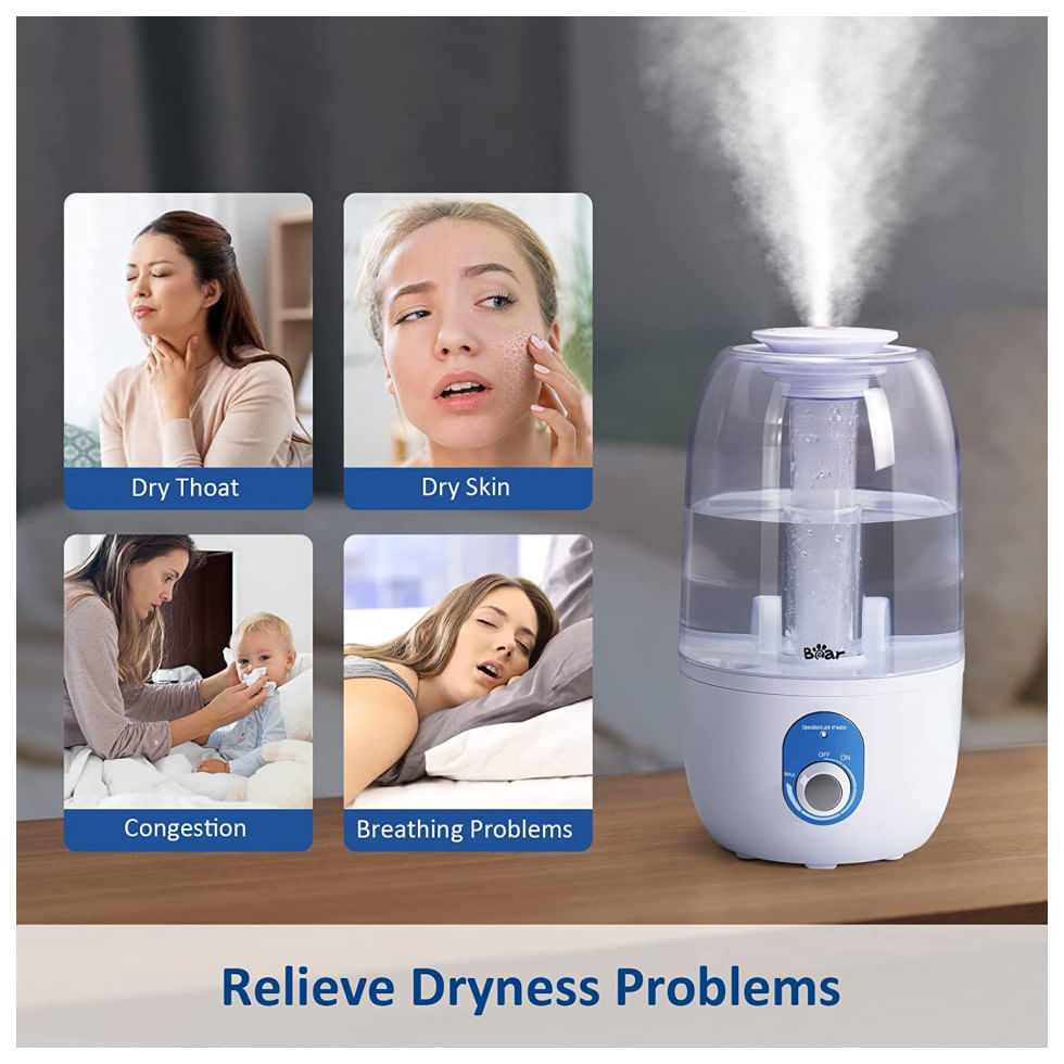 Miniatura Umidificador Portátil BEAR 3 Litros até 25H e Giratório em 360, Branco