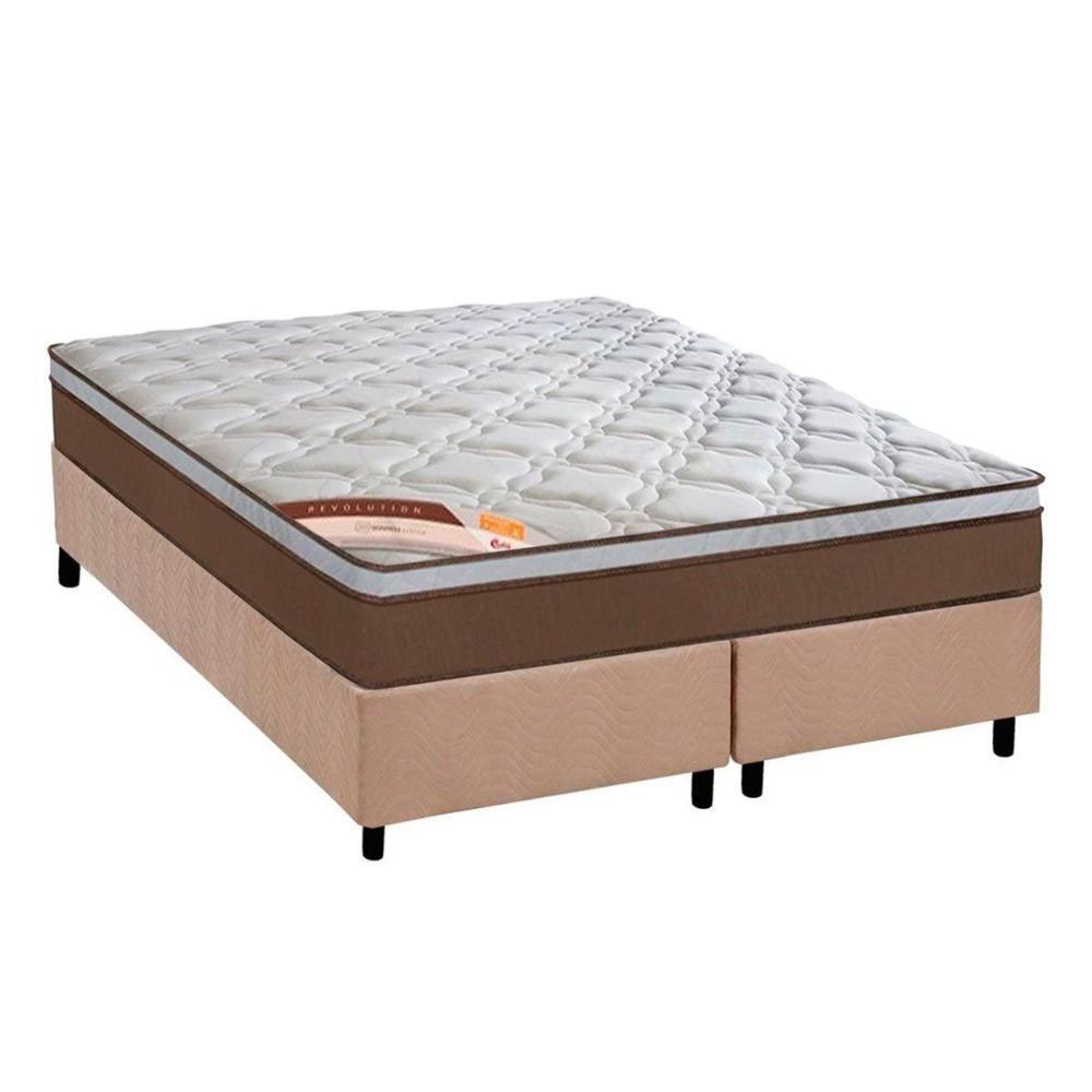 Miniatura Cama Box Queen: Colchão Molas Ensacadas Castor Pocket Revolution + Base Crc Suede Clean(158X198)