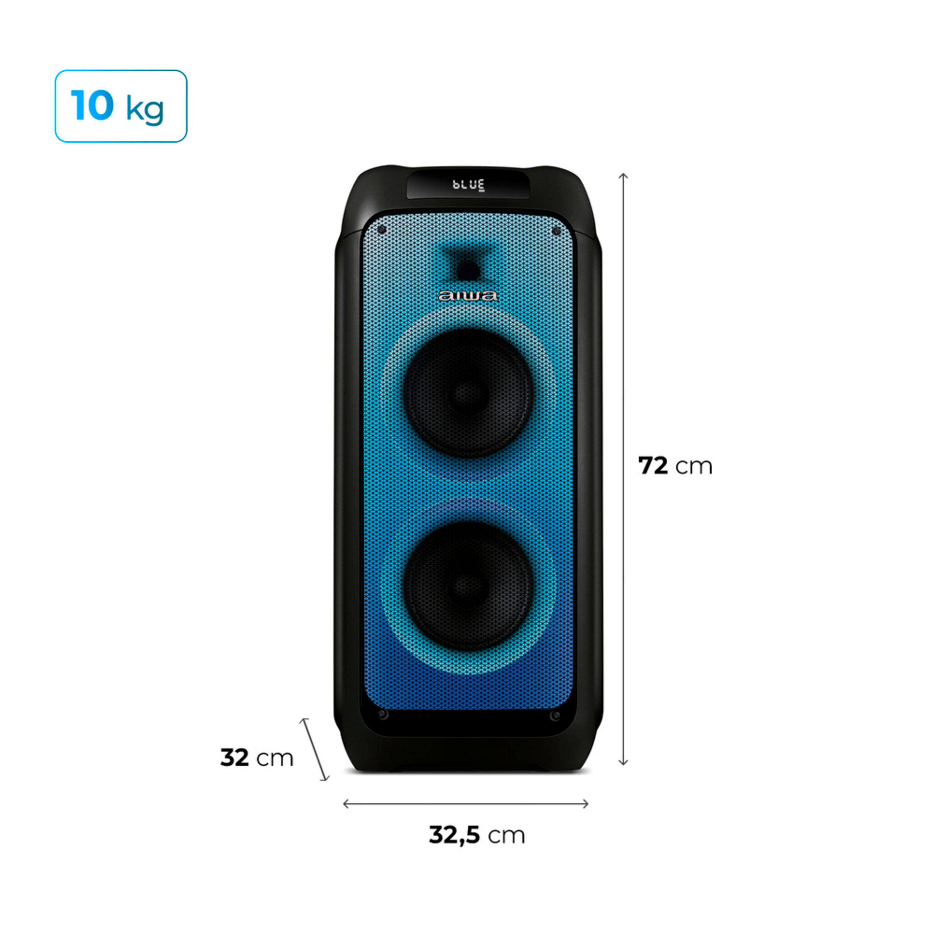 Miniatura Caixa de Som PartyBox AIWA PB-05 Bluetooth 20H RGB USB TWS Preto BIV