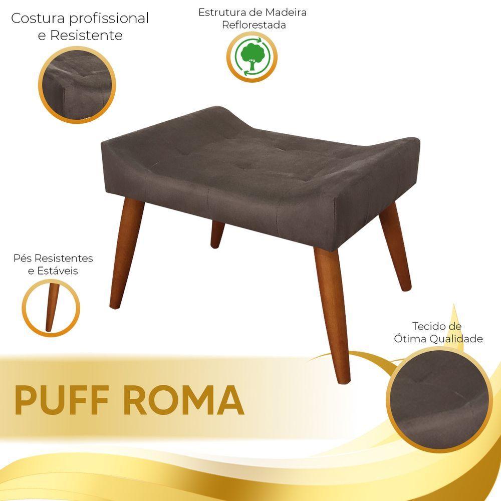 Miniatura Puff Deativo Roma Veludo Marrom Chocolate