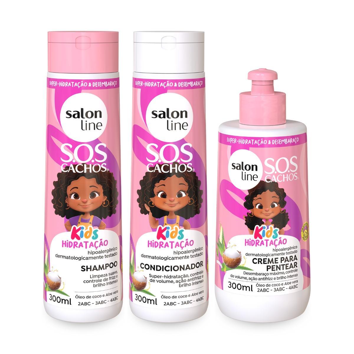 Miniatura Kit Shampoo + Condicionador + Creme Cachos Kids Salon Line