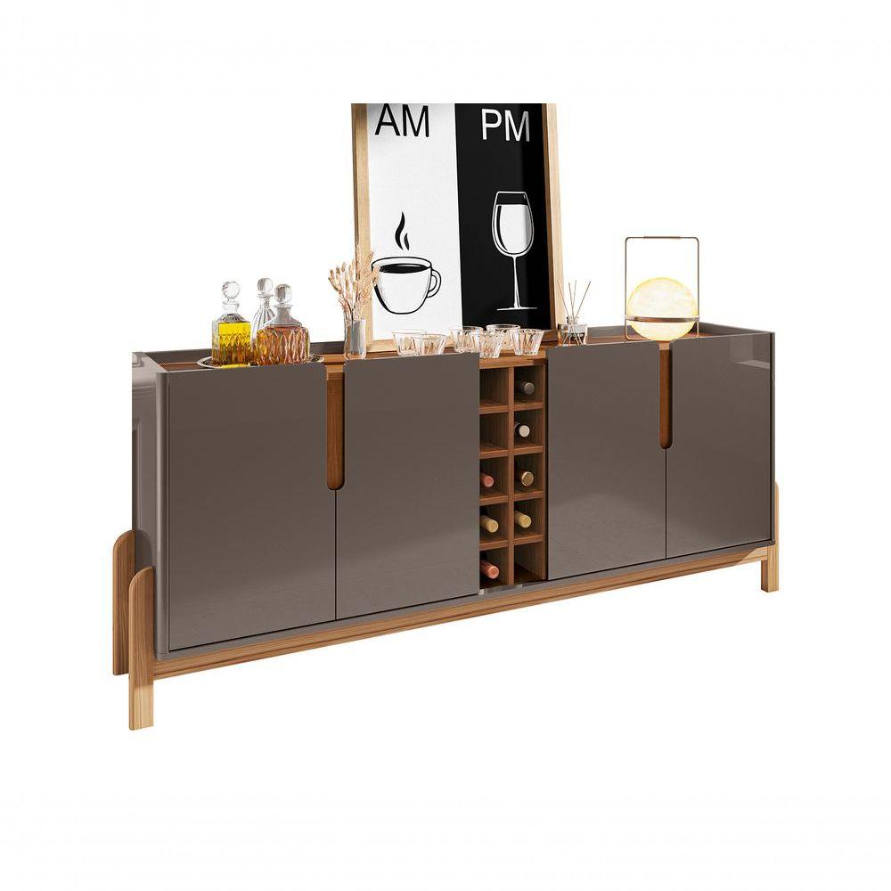 Miniatura Aparador Buffet Lizz 4 Portas E Adega 1,90 Cinza Perola/Cedro