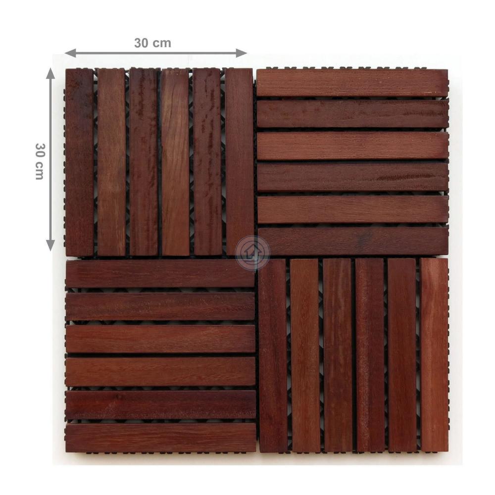 Miniatura Deck de Madeira Modular Base Plástica Isabela Revestimentos 30cm x 30cm (Placa) Madeira de Lei Mista