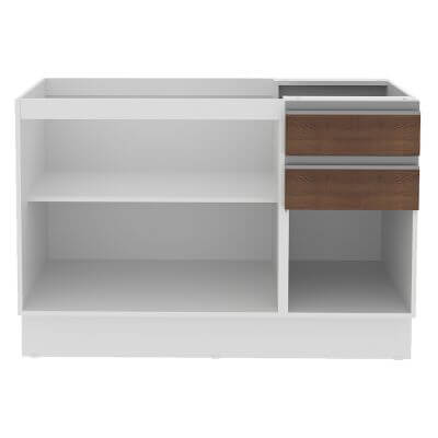 Miniatura Balcão Gabinete de Pia Madesa Acordes Glamy 100% MDF 120 cm 3 Portas e 2 Gavetas Branco/Rustic Cor:Branco/Rustic