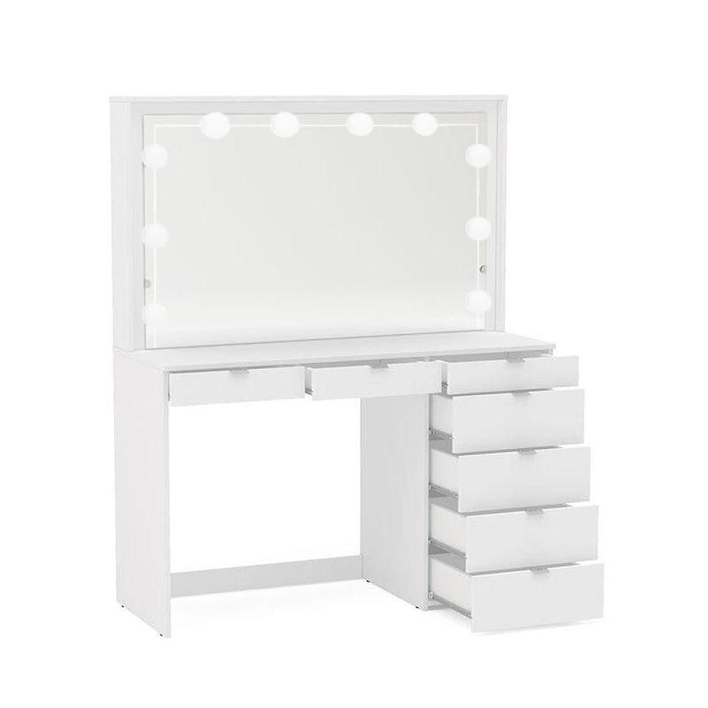 Penteadeira Ditália 7 Gavetas Branco Com Kit Luz Camarim