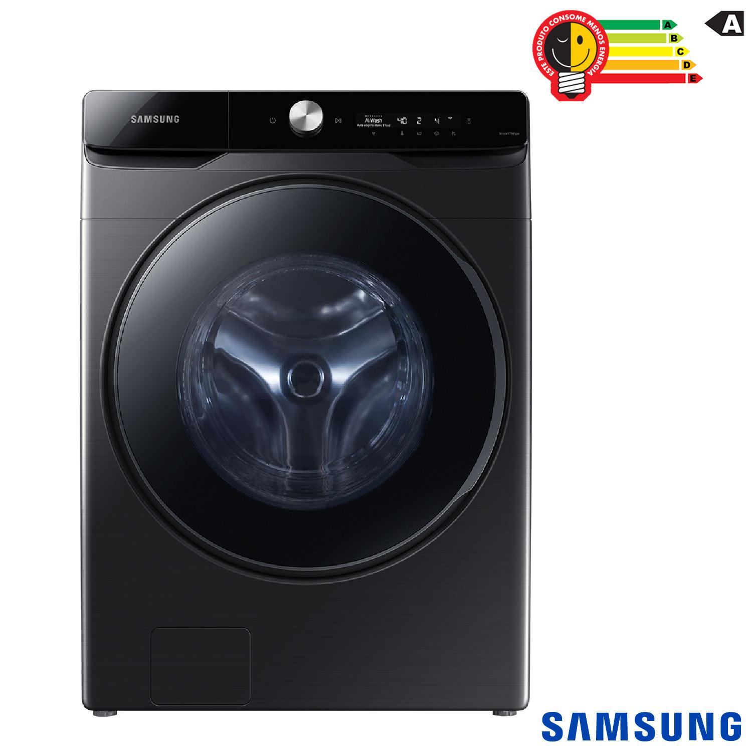 Miniatura Lava e Seca 18 Kg Samsung Eco Bubble Preto e Inox com 25 Programas de Lavagem - WD18T6500GV/AZ 110
